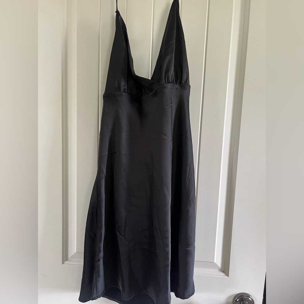 Open back mini satin dress